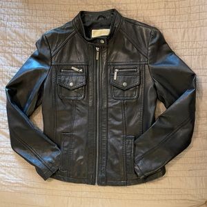 Leather biker jacket size small, black